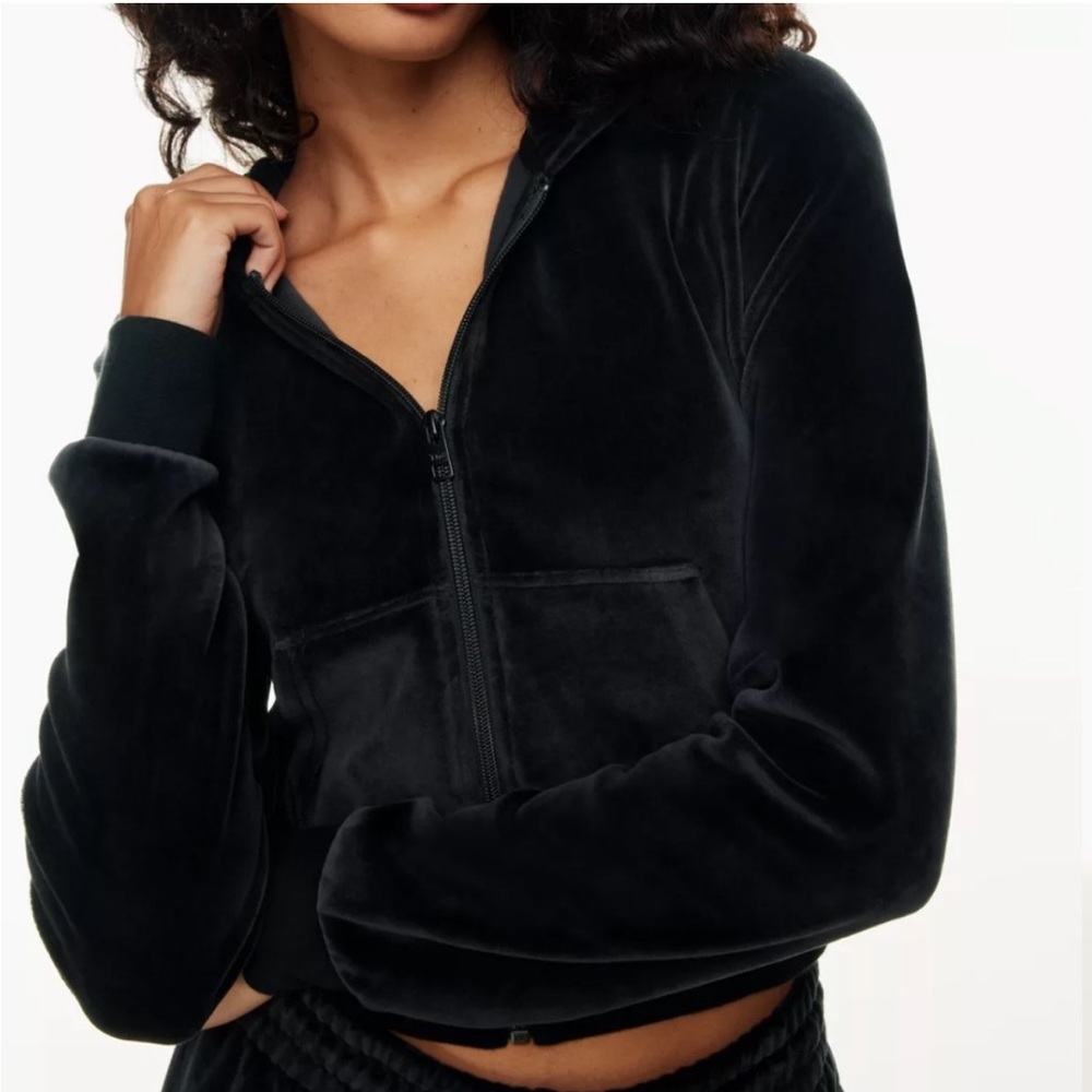 Aritzia Velour Zip Hoodie in Black